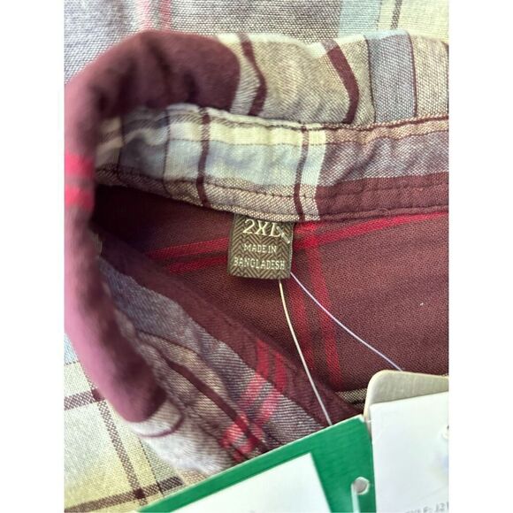 Jachs Men’s Red White Plaid Bolivar Doublecloth Button Down Shirt Size 2XL NWT - Picture 9 of 10